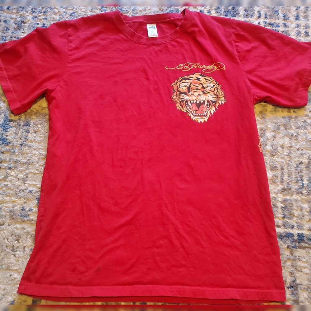Vintage Ed Hardy Men's Vibrant Red Tiger Tee